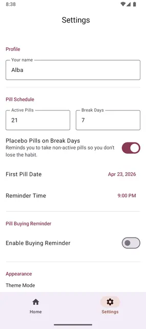 Screenshot 2 von OpenPillReminder: Birth Control Pill Tracker