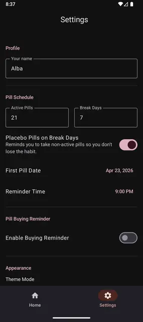 Screenshot 4 von OpenPillReminder: Birth Control Pill Tracker