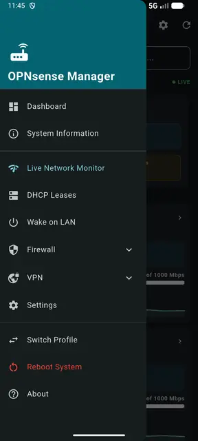 Screenshot 1 of OPNsense Manager