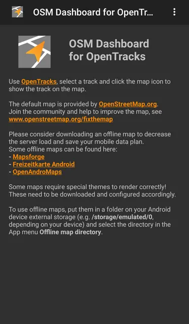 Screenshot 1 von OSM Dashboard for OpenTracks