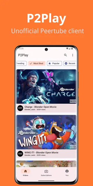 Screenshot 1 von P2Play - Peertube client