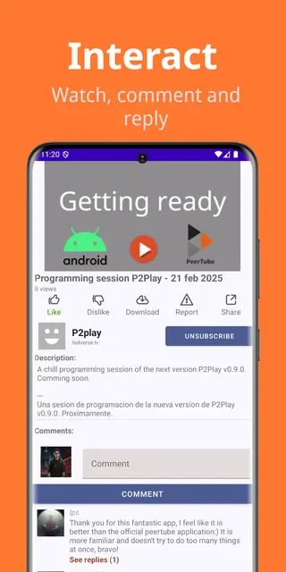 Screenshot 4 von P2Play - Peertube client
