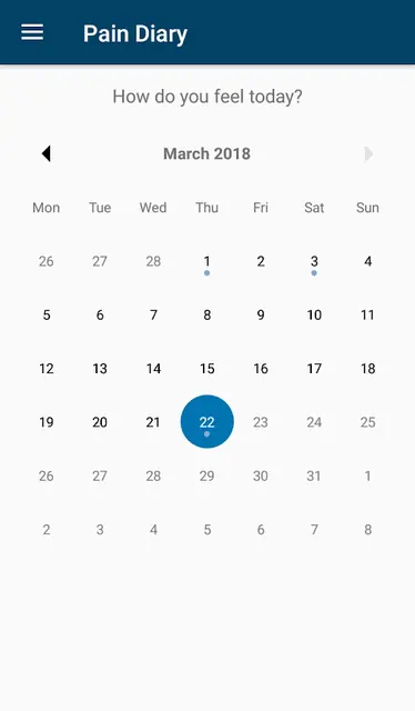 Screenshot 2 of Pain Diary (PFA)