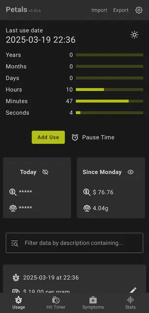 Screenshot 1 von Petals: Cannabis Use Tracker