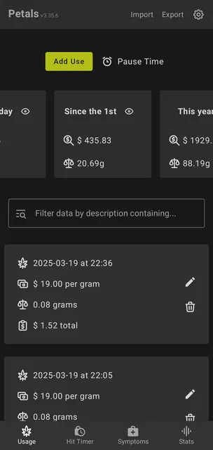 Screenshot 2 von Petals: Cannabis Use Tracker