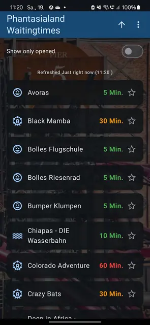 Screenshot 2 von Phantasialand Wait Times