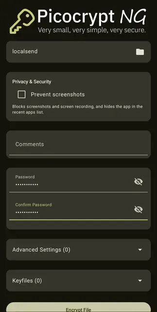 Screenshot 1 of Picocrypt-NG