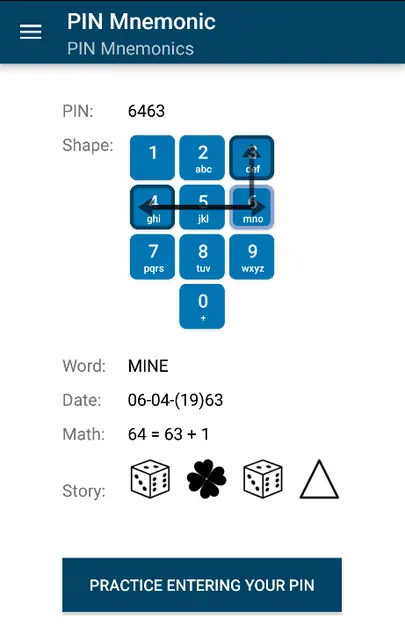 Screenshot 1 of PIN Mnemonic (Privacy Friendly)