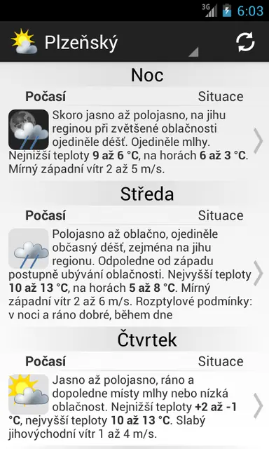 Screenshot 1 von Počasí v krajích