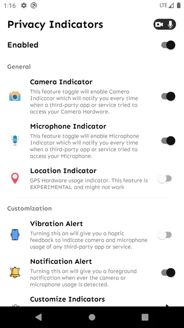 Screenshot 1 von Privacy Indicators
