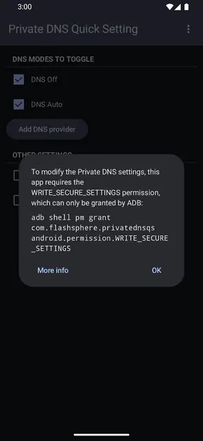 Screenshot 1 von Private DNS Quick Setting