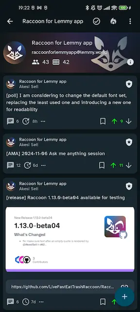 Screenshot 1 von Raccoon for Lemmy
