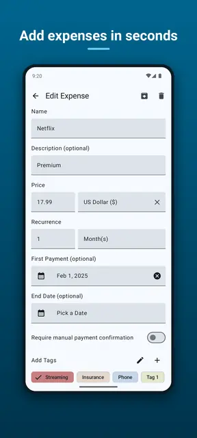 Screenshot 2 of Recurring Expense Tracker