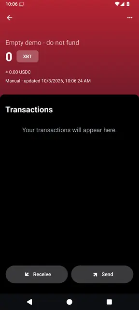 Screenshot 1 of RedWallet (XBT Beta)