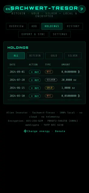 Screenshot 2 von Sachwert-Tresor