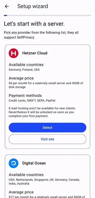 Screenshot 1 von SelfPrivacy
