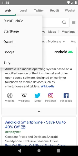 Screenshot 3 von Setter - A multi-purpose search app for Android