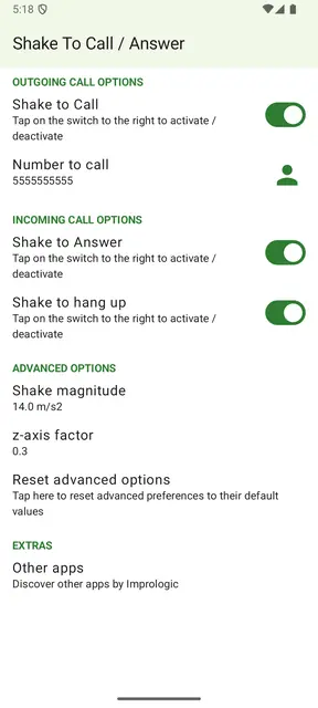 Screenshot 1 von Shake To Call / Answer