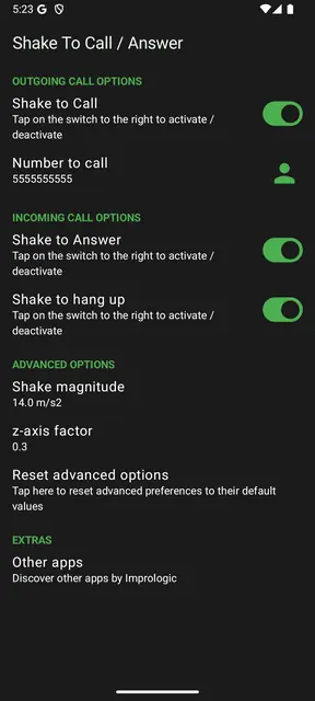 Screenshot 2 von Shake To Call / Answer