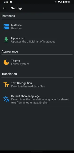 Screenshot 3 of SimplyTranslate Mobile