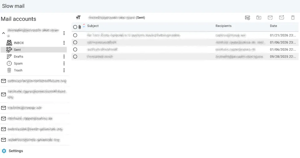 Screenshot 1 of Slow Mail