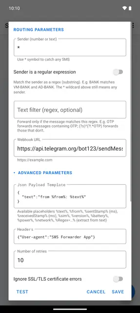 Screenshot 4 of SMS to URL Forwarder