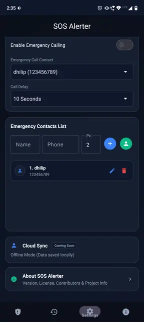 Screenshot 1 of SOS Alerter