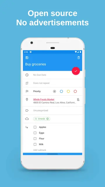 Screenshot 1 of Tasks.org: Open-source To-Do Lists & Reminders