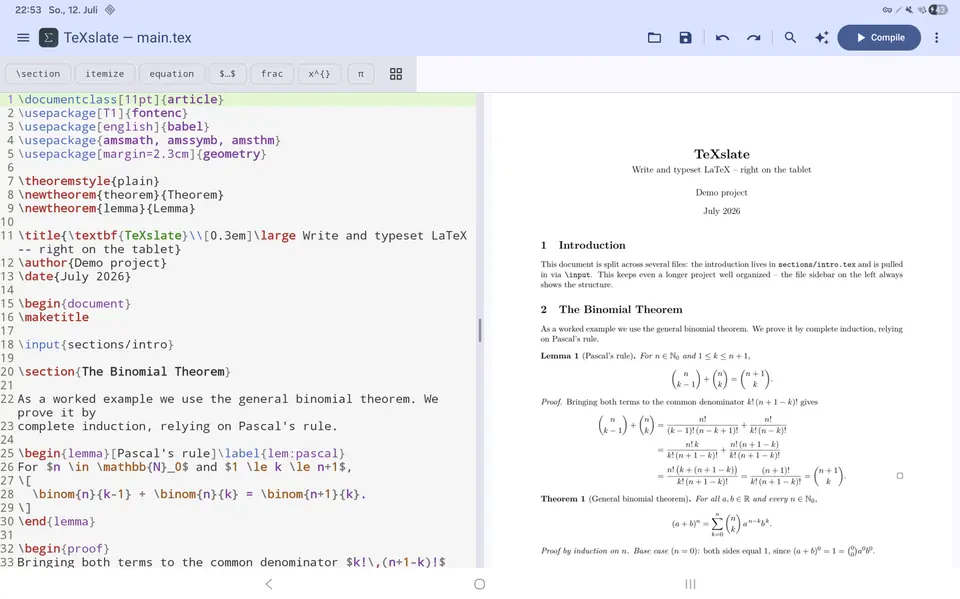 Screenshot 1 von TeXslate