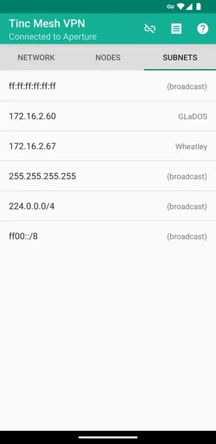 Screenshot 1 of Tinc Mesh VPN