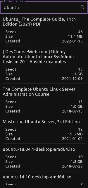 Screenshot 2 von Torrents-csv-android