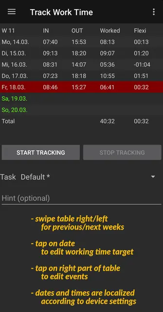 Screenshot 1 von Track Work Time