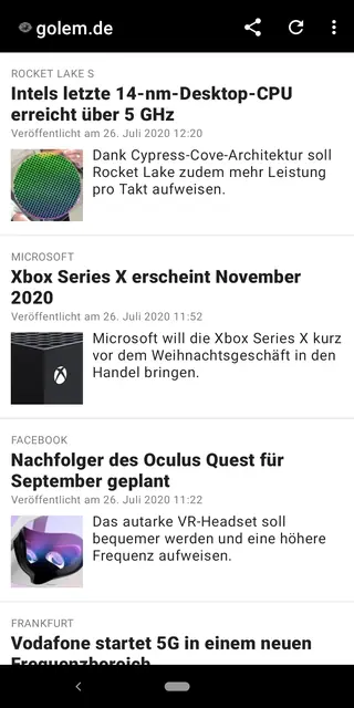 Screenshot 1 von Unofficial Golem.de Reader