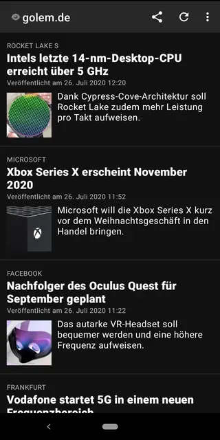 Screenshot 2 von Unofficial Golem.de Reader