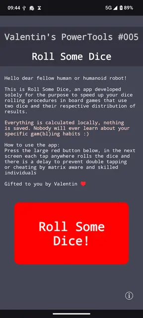 Screenshot 1 of Valentin's PowerTools #005 - Roll Some Dice