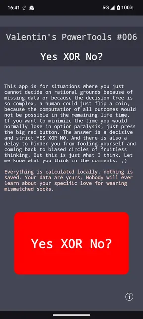 Screenshot 1 of Valentin's PowerTools #006 - Yes XOR No?