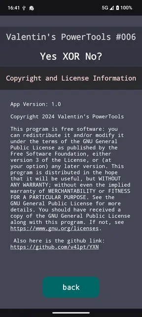 Screenshot 4 of Valentin's PowerTools #006 - Yes XOR No?