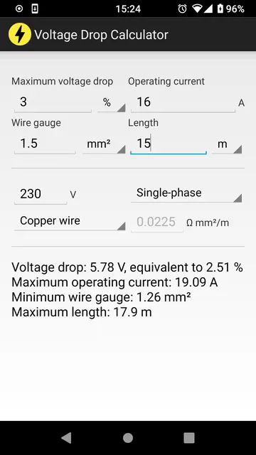 Screenshot 4 of Voltage Drop Calculator