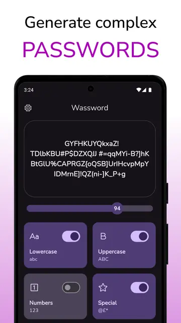 Screenshot 1 von Wassword - Wonderful Password Generator