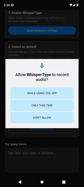 Screenshot 1 von WhisperType Keyboard