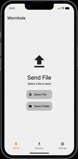 Screenshot 1 of Wormhole File Transfer