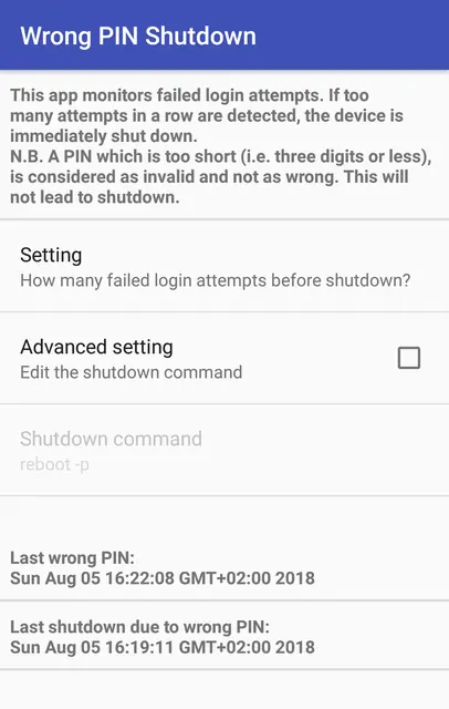 Screenshot 1 von Wrong PIN Shutdown
